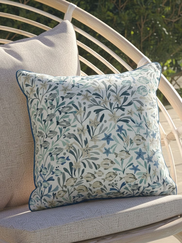 Laura Ashley Blue Henlake Indoor and Outdoor Scatter Cushion - Image 1 of 5