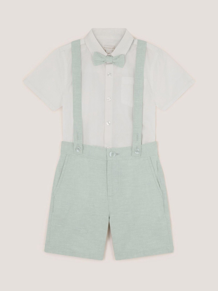 Monsoon Green Rowan 3 Piece Short Suits with Braces - Image 1 of 3 Monsoon Green Rowan 3 Piece Short Suits with Braces - Image 1 of 3