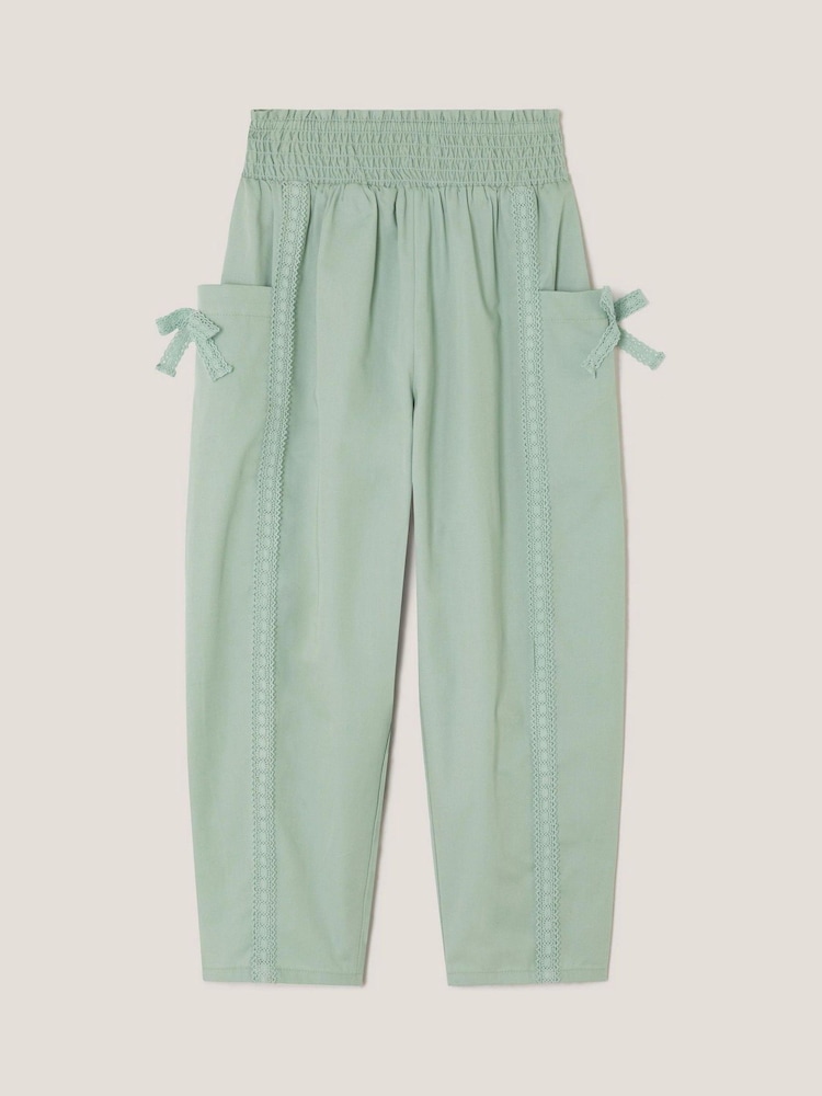 Monsoon Green Lace Trim Barrel Trousers - Image 1 of 3