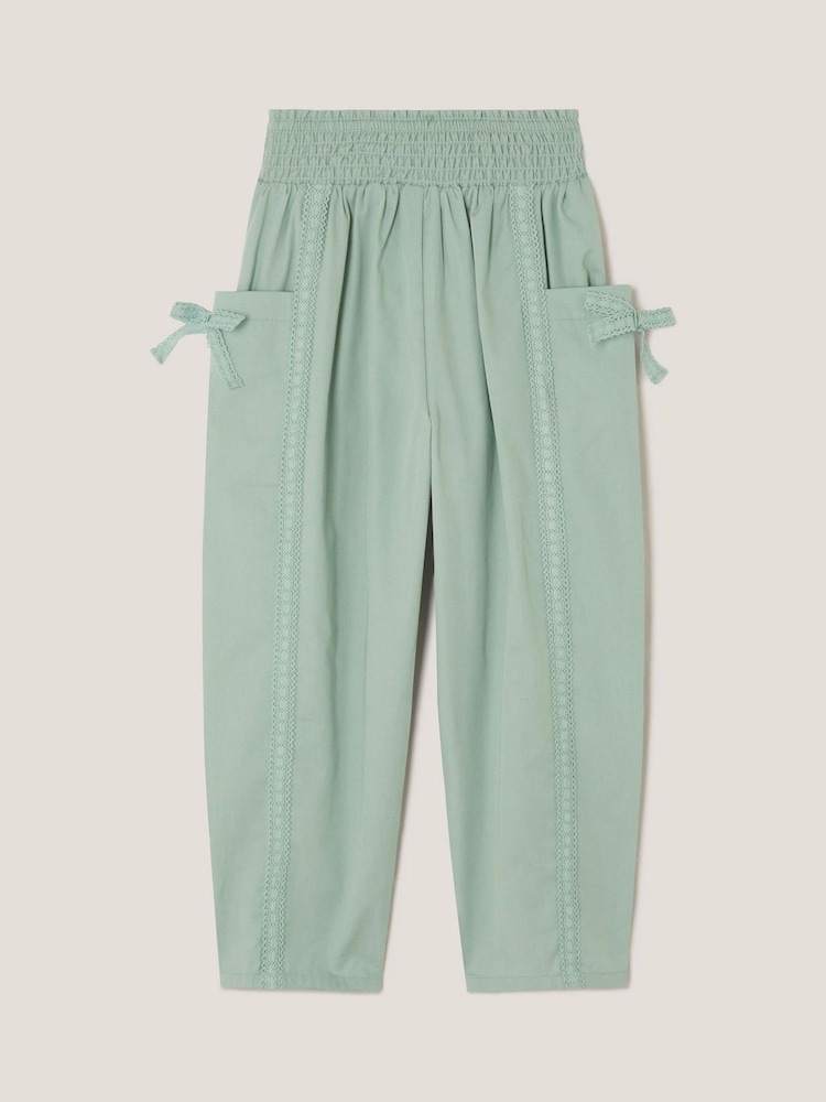 Monsoon Green Lace Trim Barrel Trousers - Image 2 of 3