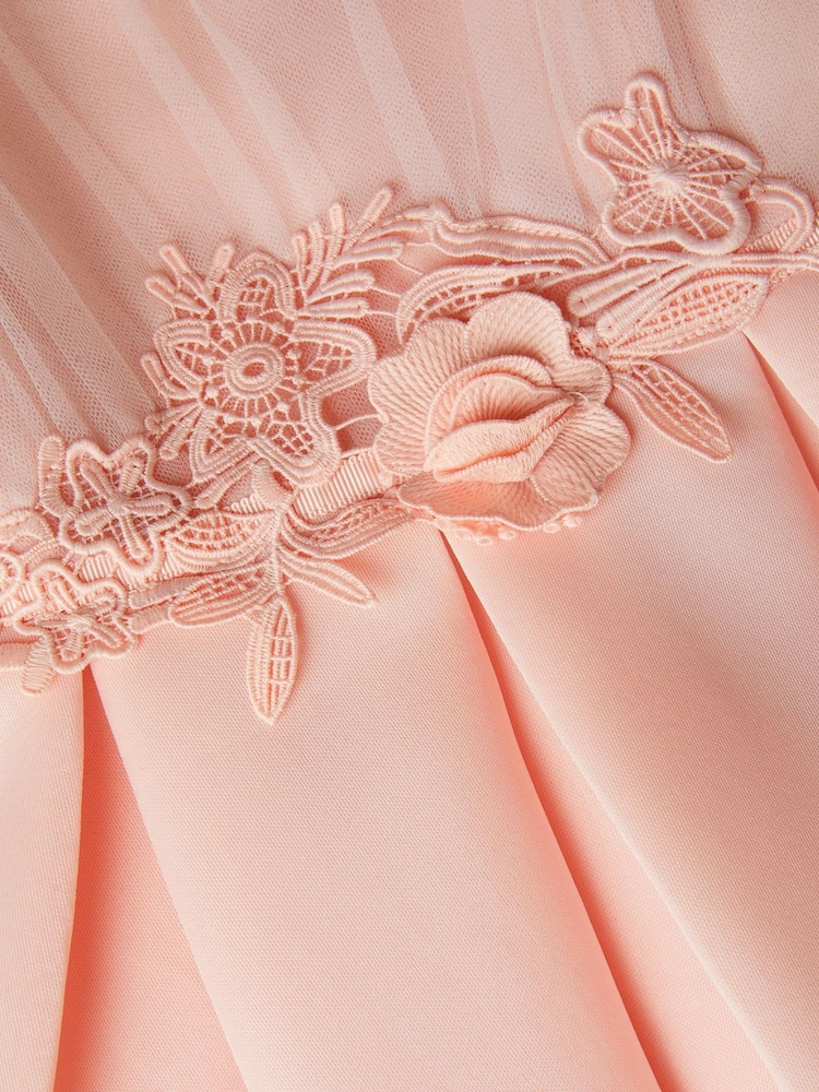 Monsoon Pink Chiffon Sleeve Floral Embroidered Dress - Image 2 of 2 Monsoon Pink Chiffon Sleeve Floral Embroidered Dress - Image 2 of 2