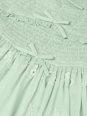 Monsoon Green Embroidered Puff Sleeve Smocked Dress - Image 3 of 3