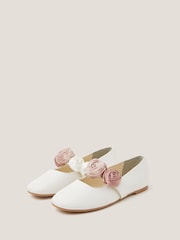 Monsoon Cream Rosette Strap Ballet Flats - Image 1 of 3