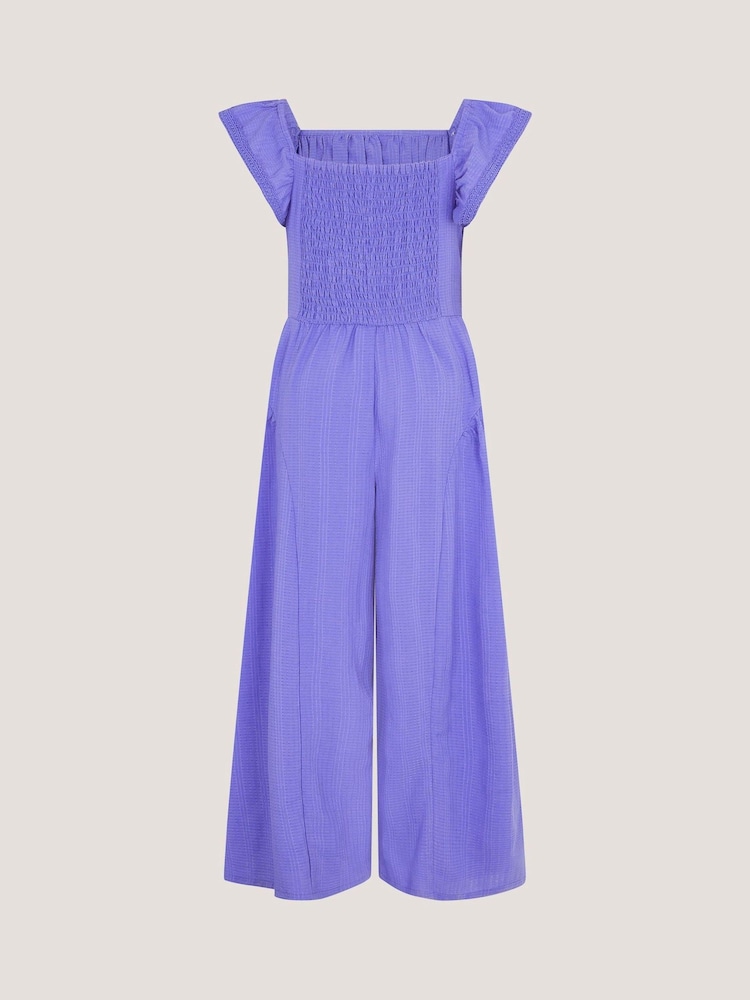 Monsoon Blue Floral Shirred Textured Jumpsuit - Image 2 of 3
