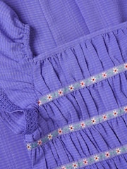 Monsoon Blue Floral Shirred Textured Jumpsuit - Image 3 of 3