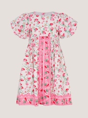 Monsoon Puff Sleeve Strawberry Print Dress - Imaginea 1 din 3