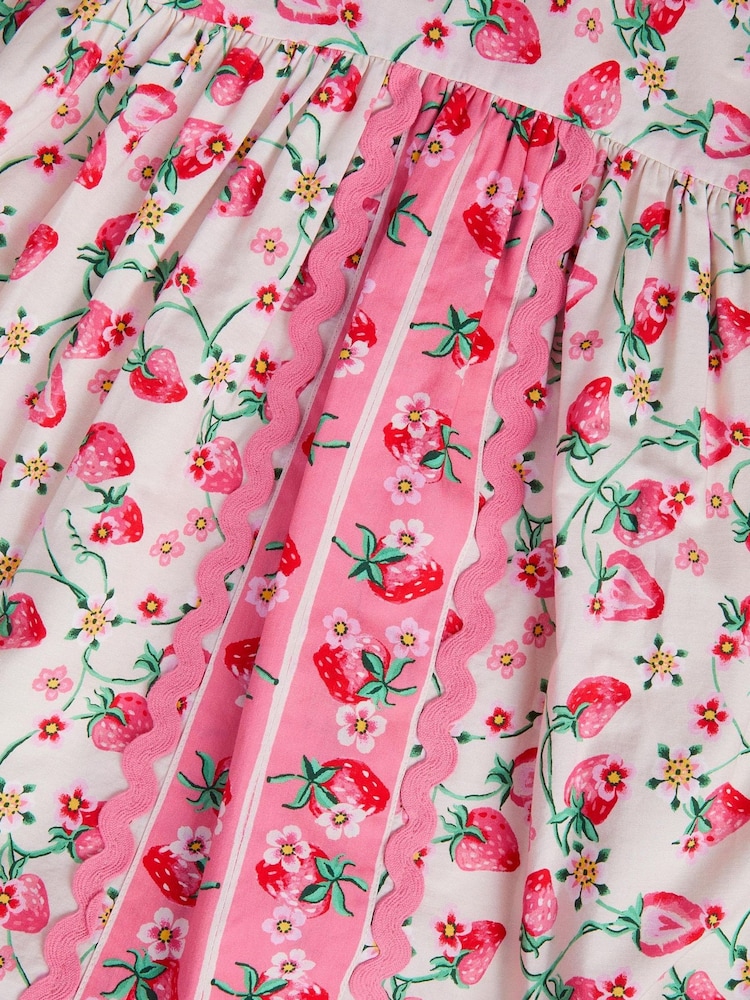 Monsoon Puff Sleeve Strawberry Print Dress - Imaginea 3 din 3