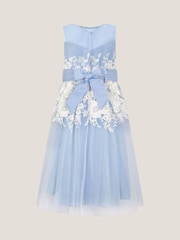 Monsoon Pale Blue Felicity Floral Embroidered Mesh Dress - Image 3 of 4