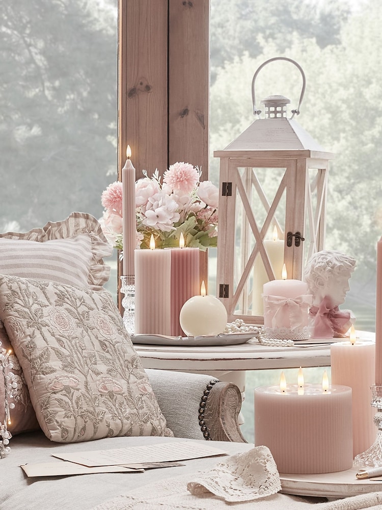 Lights4fun Set of 2 Blush Pink TruGlow Slim Pillar Candles - Image 4 of 4 Lights4fun Set of 2 Blush Pink TruGlow Slim Pillar Candles - Image 4 of 4