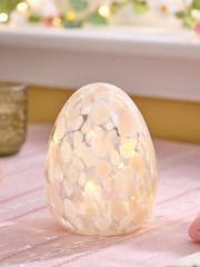 Lights4fun White Battery Operated LED Confetti Glass Egg - Image 1 of 6