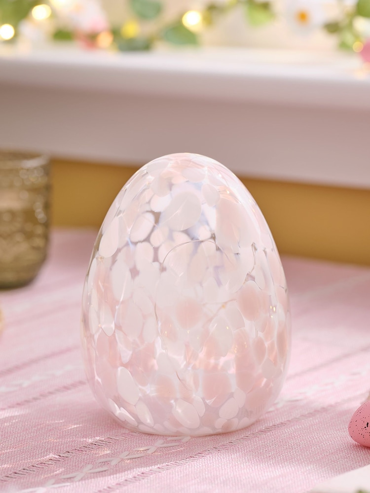 Lights4fun White Battery Operated LED Confetti Glass Egg - Image 2 of 6