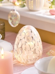 Lights4fun White Battery Operated LED Confetti Glass Egg - Image 5 of 6