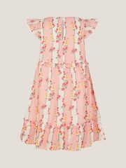 Monsoon Pink Frilly Floral Stripe Print Dress - Image 3 of 4