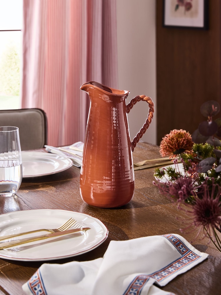 Laura Ashley Rust Twisted Handle Jug Vase - Image 2 of 6 Laura Ashley Rust Twisted Handle Jug Vase - Image 2 of 6