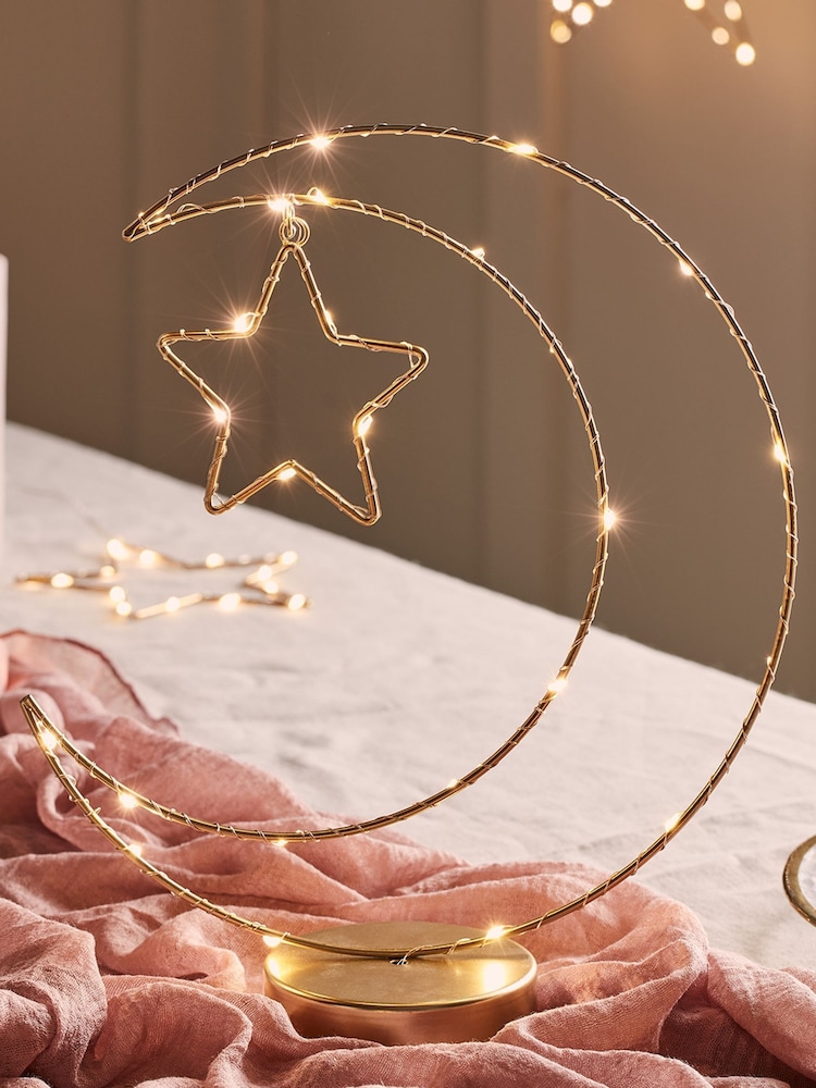 Lights4fun Gold Ramadan Micro LED Table Decoration - Image 1 of 2 Lights4fun Gold Ramadan Micro LED Table Decoration - Image 1 of 2