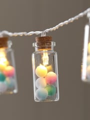 Lights4fun Set of 10 Pastel Pompom Glass Jar Lights - Image 1 of 4