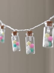 Lights4fun Set of 10 Pastel Pompom Glass Jar Lights - Image 4 of 4