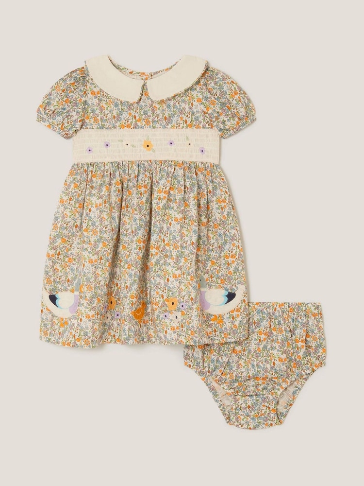 Monsoon Baby Darcie Duck ベビー・アヒルモチーフ スモックワンピース＆ブルマセット - 画像 1 / 3