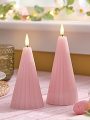 Lights4fun Set of 2 Ridged Cone Candles with Remote - Image 1 of 6