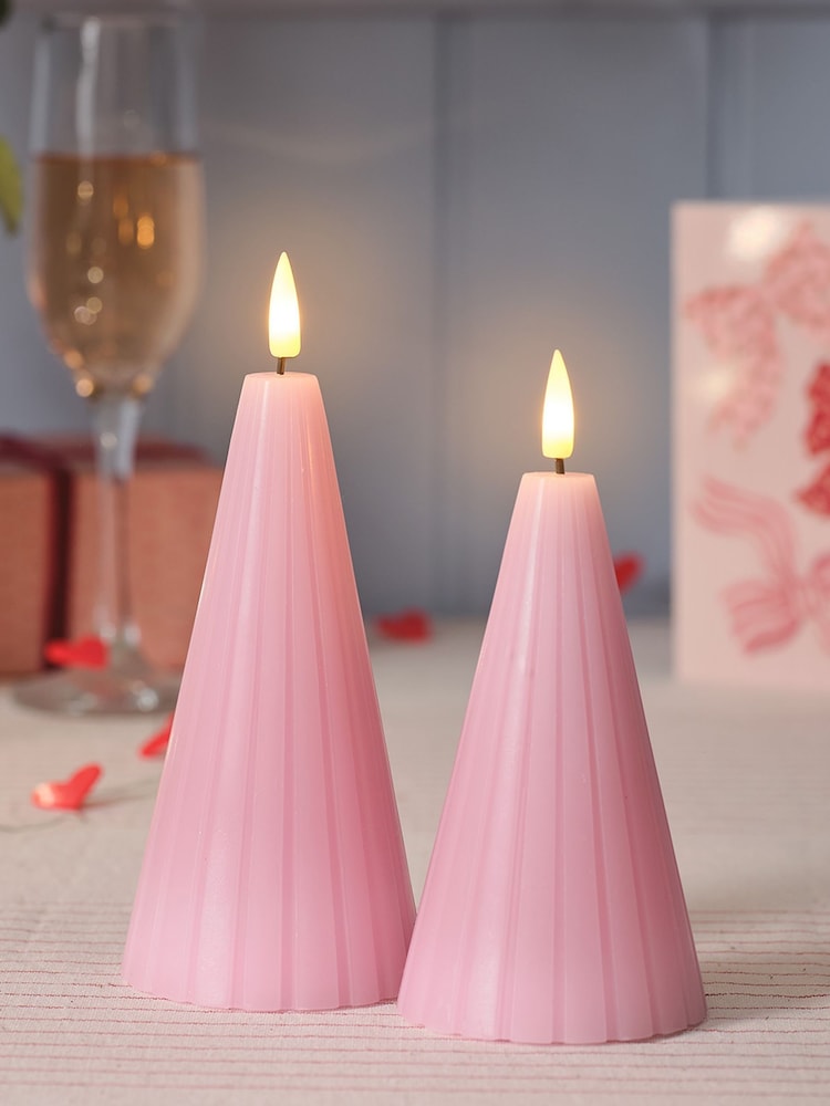 Lights4fun Set of 2 Ridged Cone Candles with Remote - Image 2 of 6