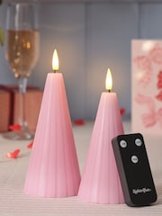 Lights4fun Set of 2 Ridged Cone Candles with Remote - Image 4 of 6