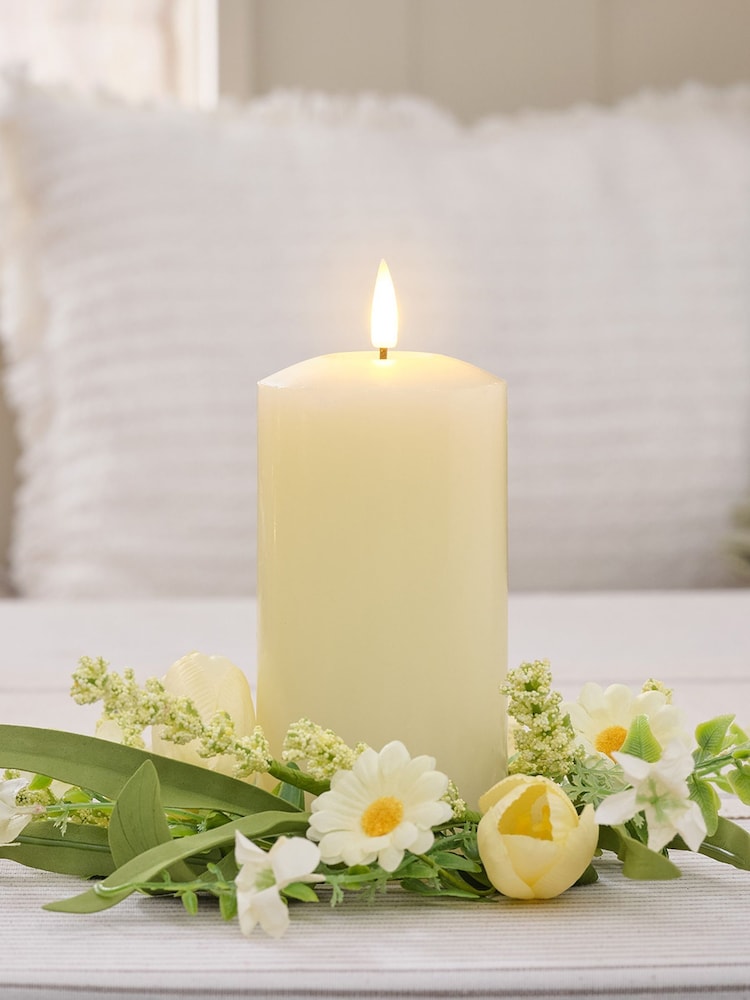 Lights4fun Green Yellow Spring Wreath for Single Candle - Image 1 of 2