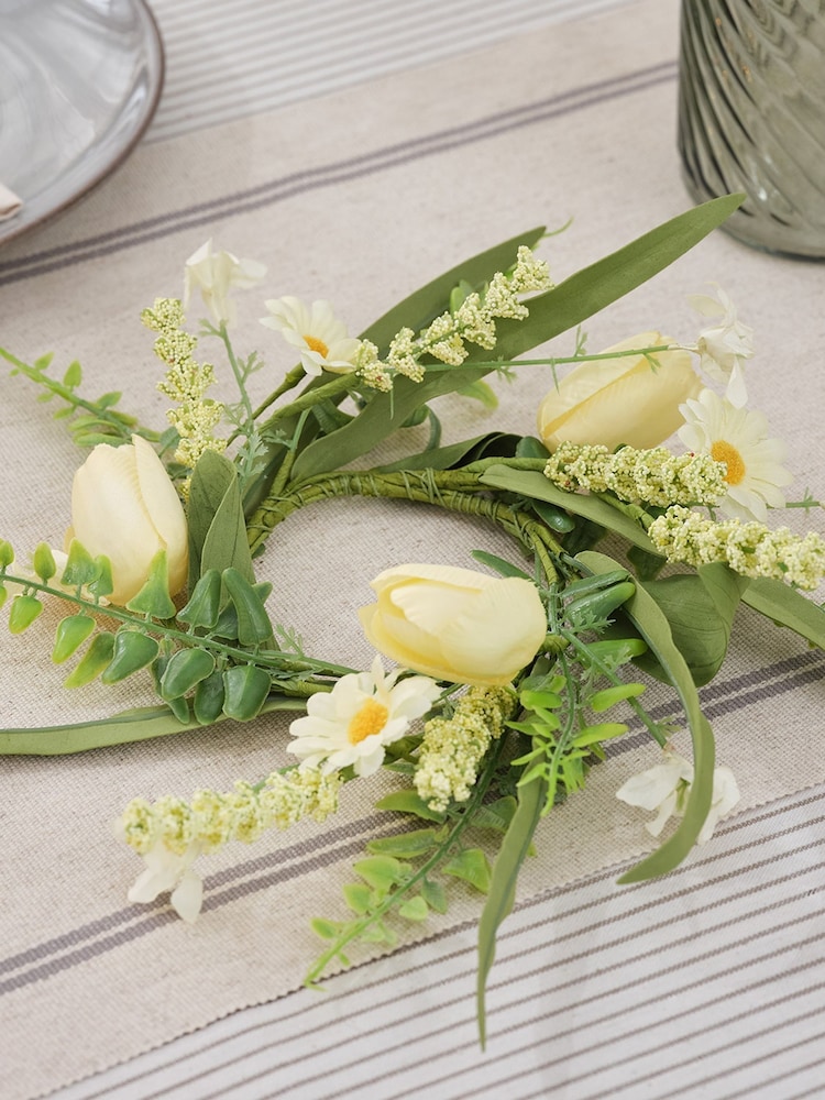 Lights4fun Green Yellow Spring Wreath for Single Candle - Image 2 of 2