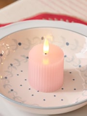 Lights4fun Set of 6 Pink Ribbed Tea Lights with Infrared RC - Image 3 of 6