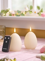 Lights4fun Set of 2 Ribbed Egg Candles with Infrared RC - Image 2 of 4
