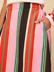 Love & Roses Multi Cotton/Linen Blend Stripe Midi Skirt - Image 2 of 4