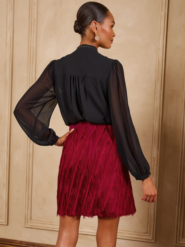 Marron rouille - Love & Roses Fringe Mini Skirt - Image 5 de 5