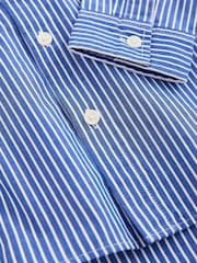 Blue Long Sleeve Poplin Stripe Shirt (3-16yrs) - Image 4 of 4