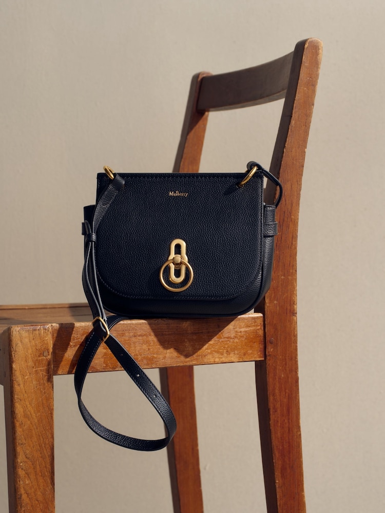 Mulberry Black Small Amberley Satchel Classic Grain Bag - Image 1 of 11 Mulberry Black Small Amberley Satchel Classic Grain Bag - Image 1 of 11