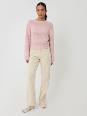 Threadbare Pink Long Sleeve Pointelle Crochet Knit Jumper - Image 3 of 4