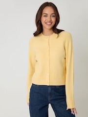 Threadbare Yellow Curve Button Up Knitted Cardigan - Image 1 of 1