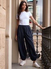 Threadbare Blue Balloon Trousers with Pockets - Image 1 of 4