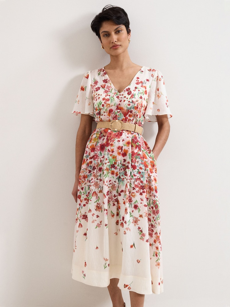 phase eight cream floral dress Phase Eight Petite Lovette Cream Floral Midi Dress Cream Size 12