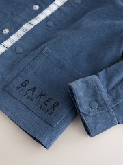 Baker by Ted Baker Blue Cord Jacket, Stripe T-Shirt and Trousers 3 Piece Set - Image 10 of 14