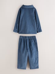 Baker by Ted Baker Blue Cord Jacket, Stripe T-Shirt and Trousers 3 Piece Set - Image 7 of 14