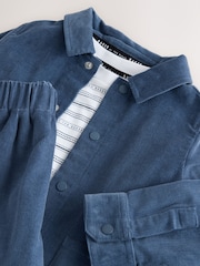 Baker by Ted Baker Blue Cord Jacket, Stripe T-Shirt and Trousers 3 Piece Set - Image 8 of 14