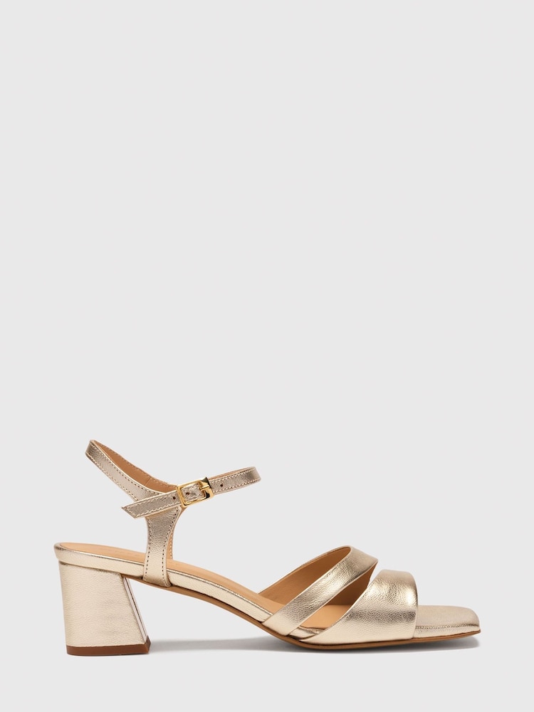 Whistles Gold Cutout Block Heel Sandals - Image 2 of 4