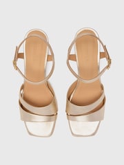 Whistles Gold Cutout Block Heel Sandals - Image 3 of 4
