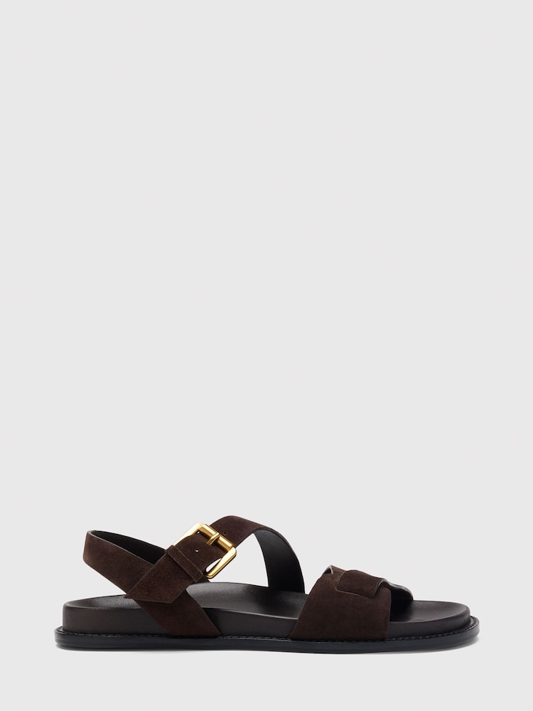 Whistles Brown Asymmetric Detail Sandals - Image 2 of 4