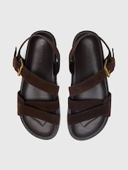 Whistles Brown Asymmetric Detail Sandals - Image 3 of 4