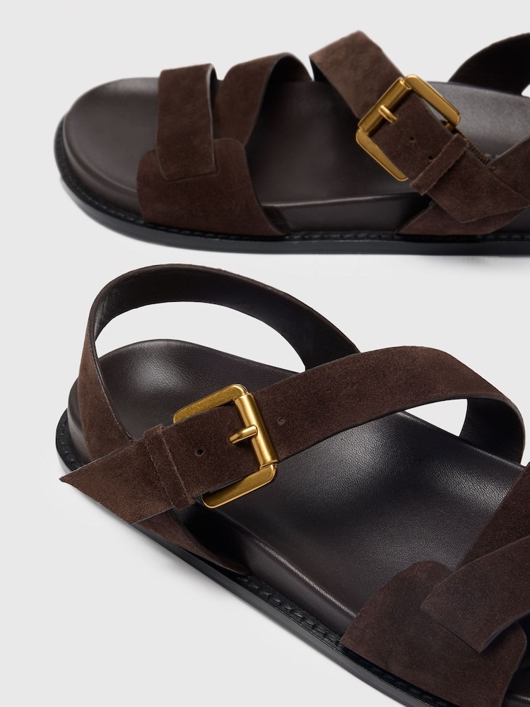 Whistles Brown Asymmetric Detail Sandals - Image 4 of 4