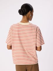 Whistles Red Stripe Relaxed Cotton T-Shirt - Image 3 of 5