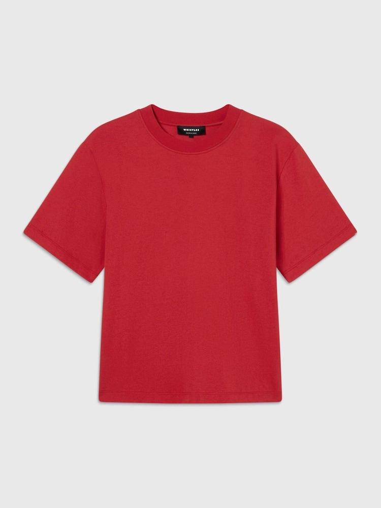 Whistles Red Cotton Crew Neck T-Shirt - Image 5 of 5