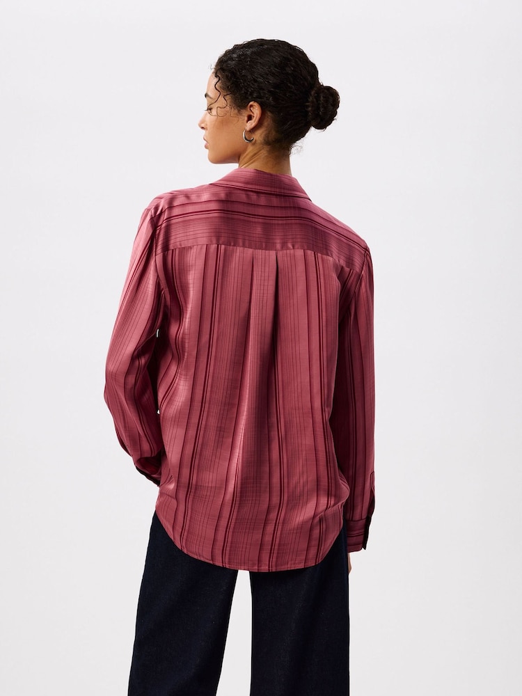 Whistles Pink Satin Stripe Shirt - Image 2 of 5