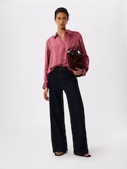Whistles Pink Satin Stripe Shirt - Image 3 of 5