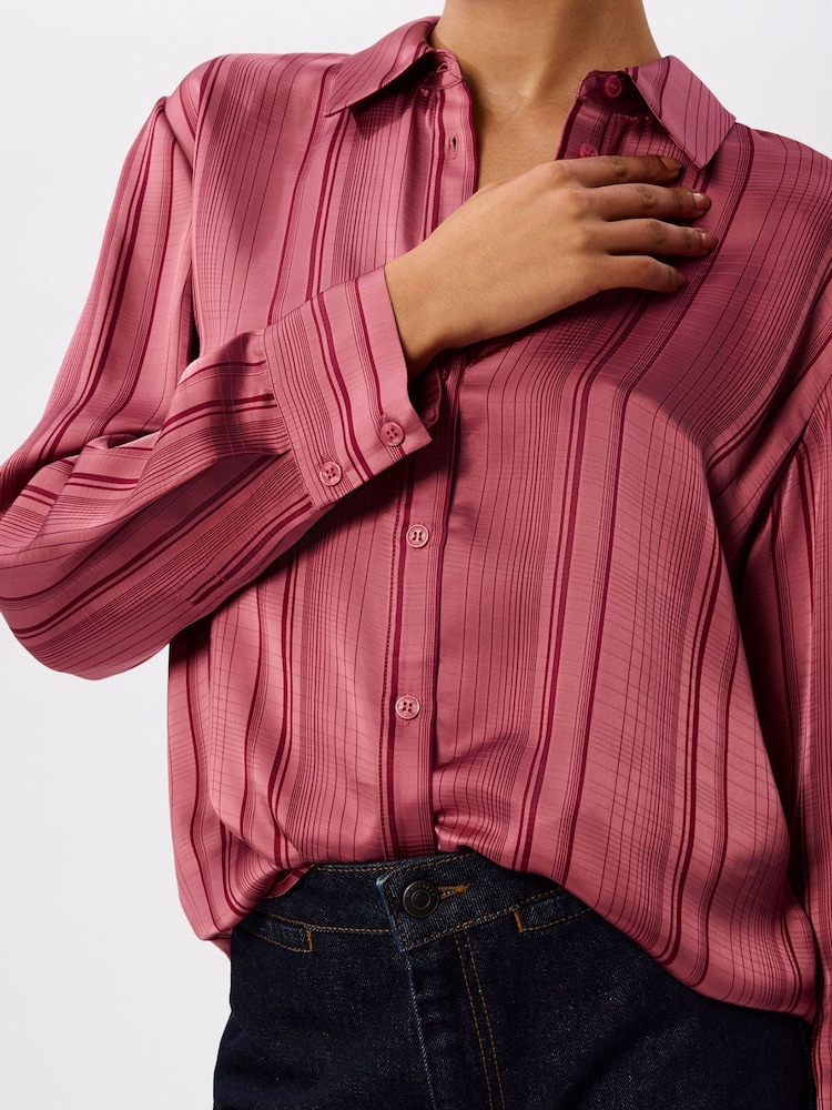 Whistles Pink Satin Stripe Shirt - Image 5 of 5